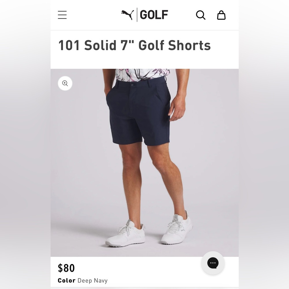 Puma 101 Solid 7” Golf Shorts 34W Deep Navy